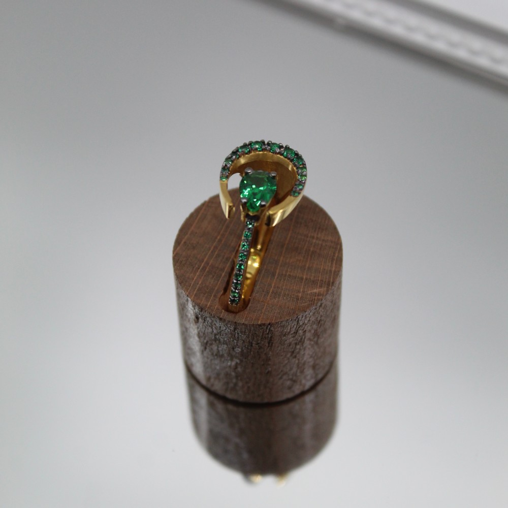  Δαχτυλίδι Πέταλο με Πράσινα Ζιργκόν