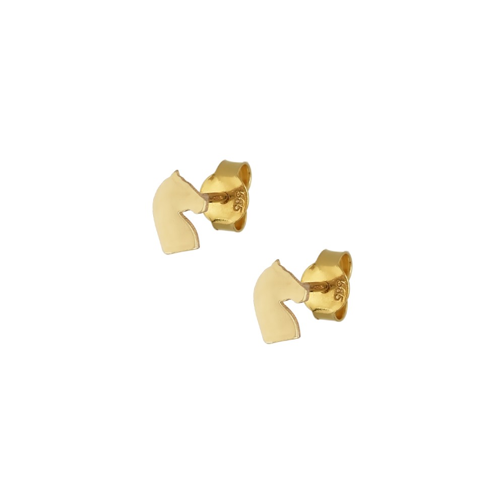 Χρυσά 14Κ Σκουλαρίκια Horse Head