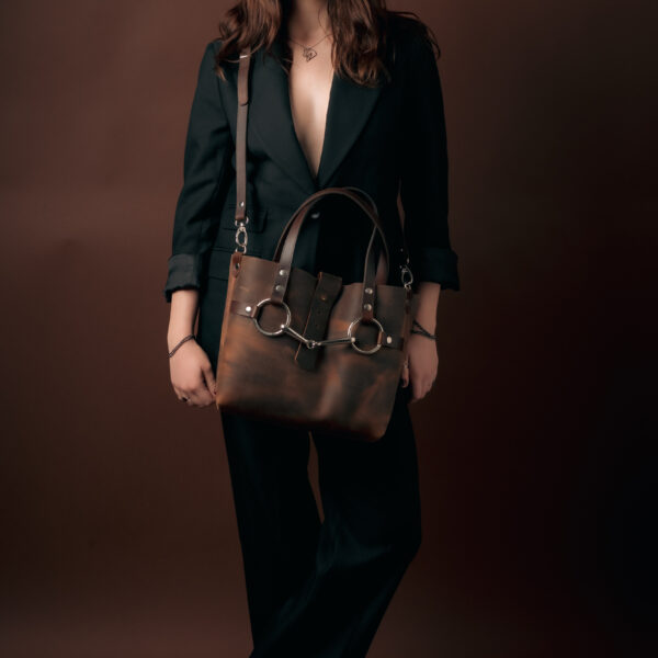 Δερμάτινη Handle Bag με Snaffle Bit