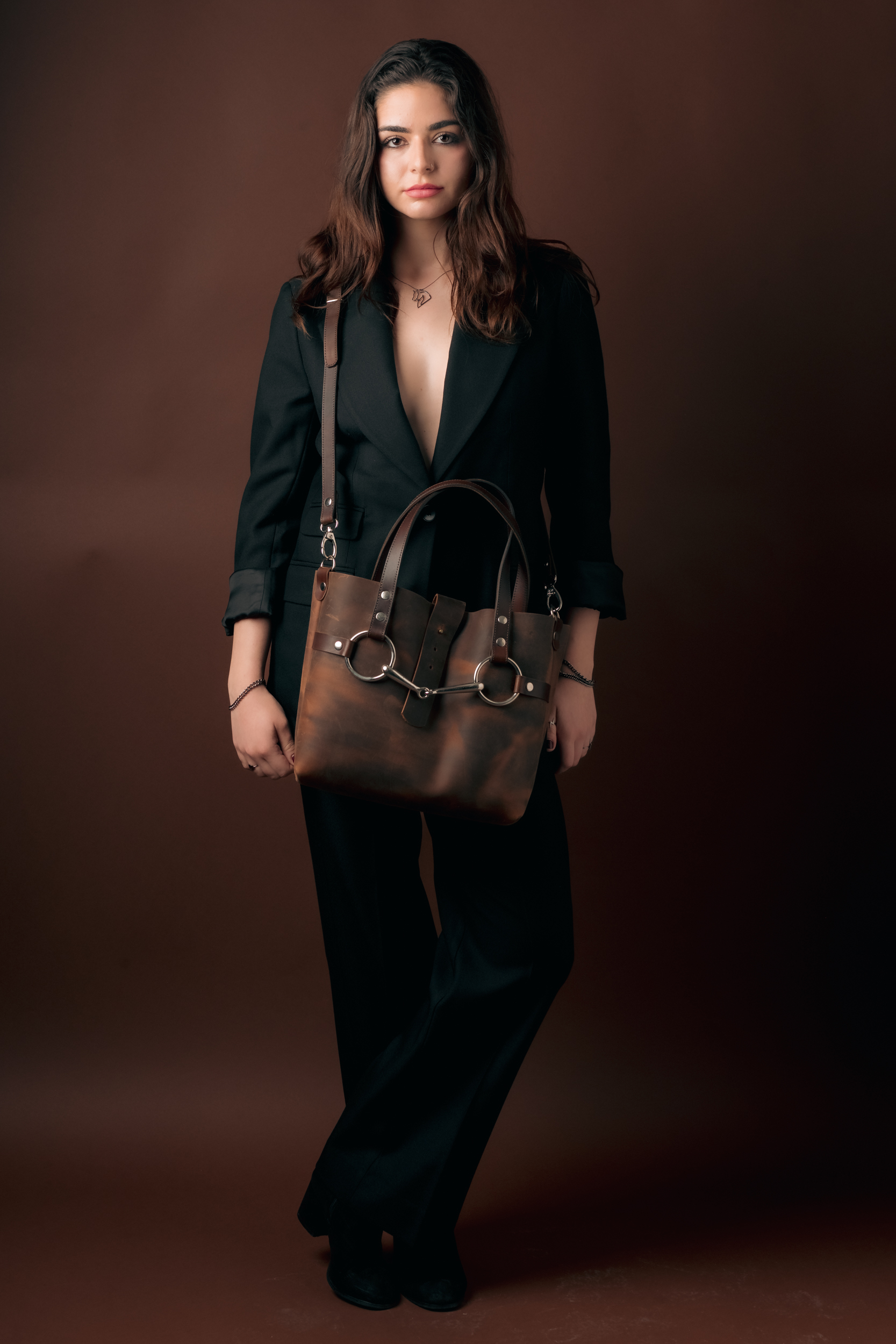 Δερμάτινη Handle Bag με Snaffle Bit