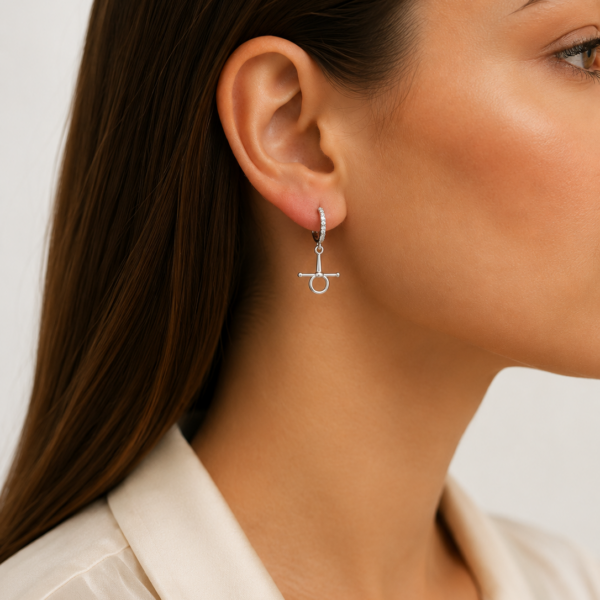 STERLING SILVER HOOP EARRINGS WITH FULL CHEAK BIT